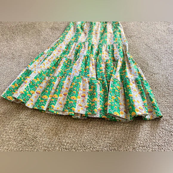 RHODE target Whimsical Green & Yellow Floral & Stripe Print Ruffled Midi Skirt - Picture 10 of 15